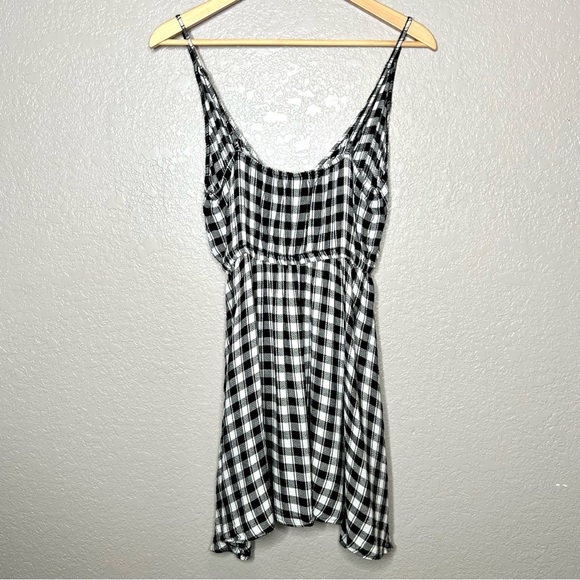 Volcom Black & White Gingham Plaid Surplice Dress - Picture 3 of 3